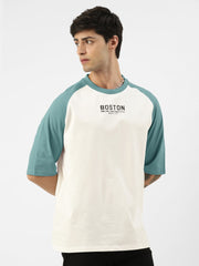 Boston White Turkey Blue Oversized Half Sleeve T-Shirt