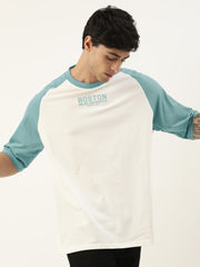 Boston White Turkey Blue Oversized Half Sleeve T-Shirt