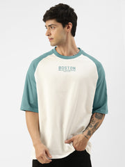 Boston White Turkey Blue Oversized Half Sleeve T-Shirt