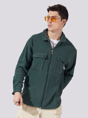 Solid Pocket Green Full Sleeve Shacket