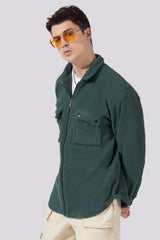 Solid Pocket Green Full Sleeve Shacket