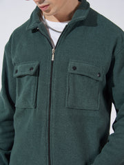 Solid Pocket Green Full Sleeve Shacket