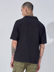 Cargo Pocket Black Half Sleeve Shirt