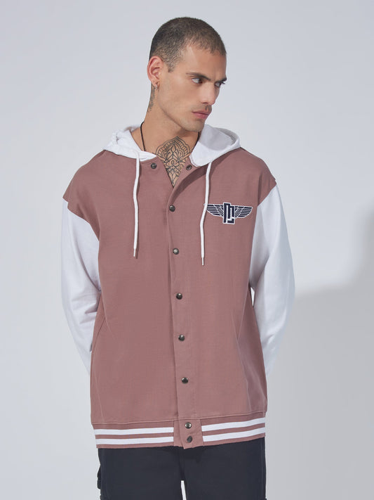 Dusty Pink hooded M wing Full Sleeve Shacket