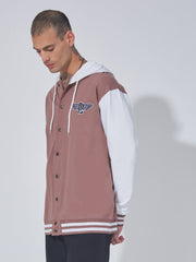 Dusty Pink hooded M wing Full Sleeve Shacket