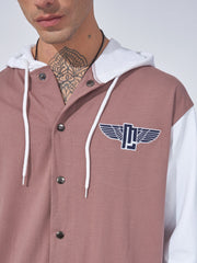 Dusty Pink hooded M wing Full Sleeve Shacket