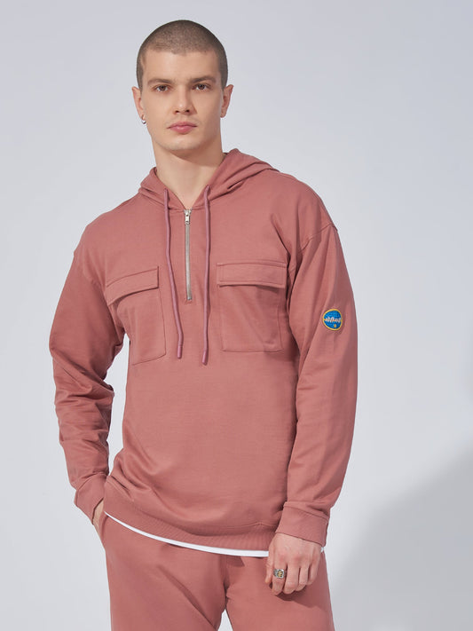 Half Zip 2 Pocket Onion Full Sleeve Sweatshirt