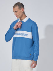 Official Denim Blue Polo Full Sleeve Sweatshirt
