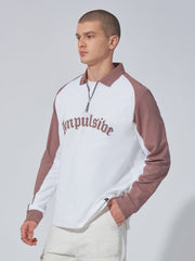 Impulsive Raglan White Polo Full Sleeve Sweatshirt