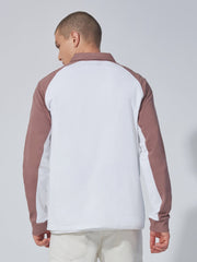 Impulsive Raglan White Polo Full Sleeve Sweatshirt