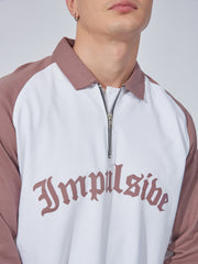 Impulsive Raglan White Polo Full Sleeve Sweatshirt