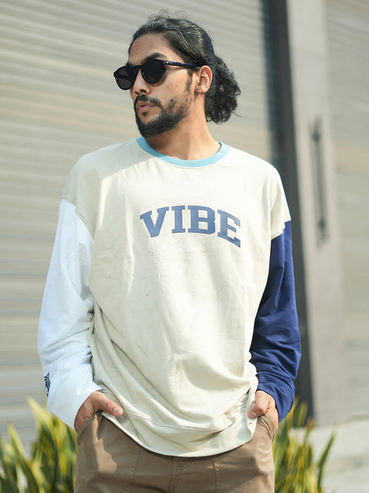Vibe Biscuit, White Full Sleeve Sweatshirt