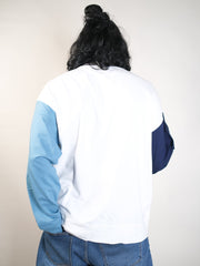 Vibe White, Navy Full Sleeve Sweatshirt