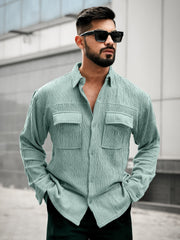 Crochet Green Full Sleeve Shirt