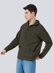 Solid Pocket Olive Full Sleeve Shacket