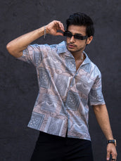 Paisley Light Grey Half Sleeve Shirt