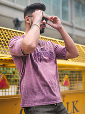 Vintage Acid Wash Purple Half Sleeve T-Shirt