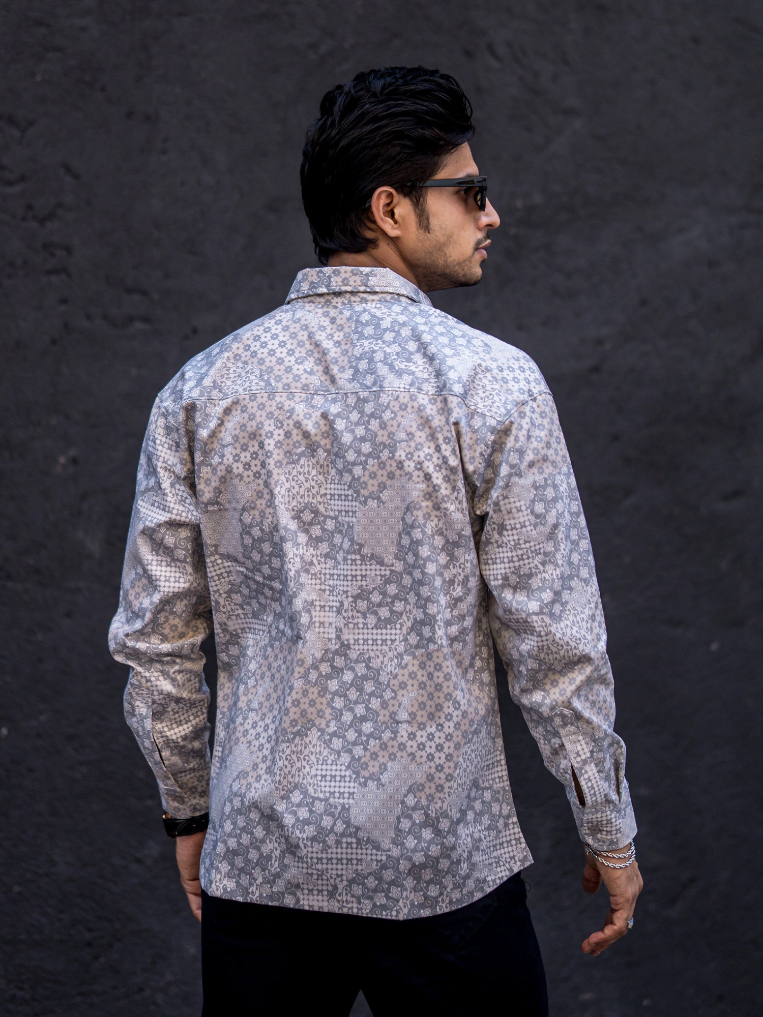 Floral Double Pocket Beige Shirt