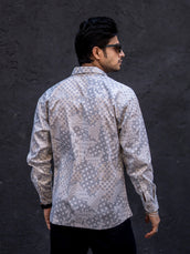 Floral Double Pocket Beige Full Sleeve Shirt