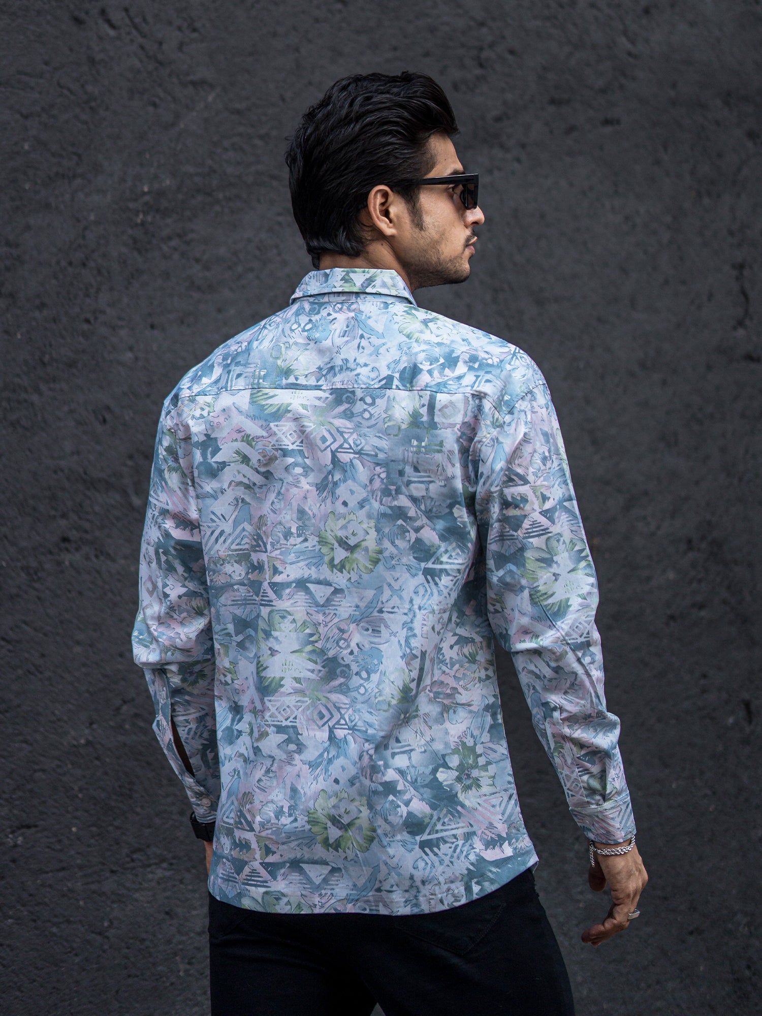 Poly Chromatic Printed Blue Shirt