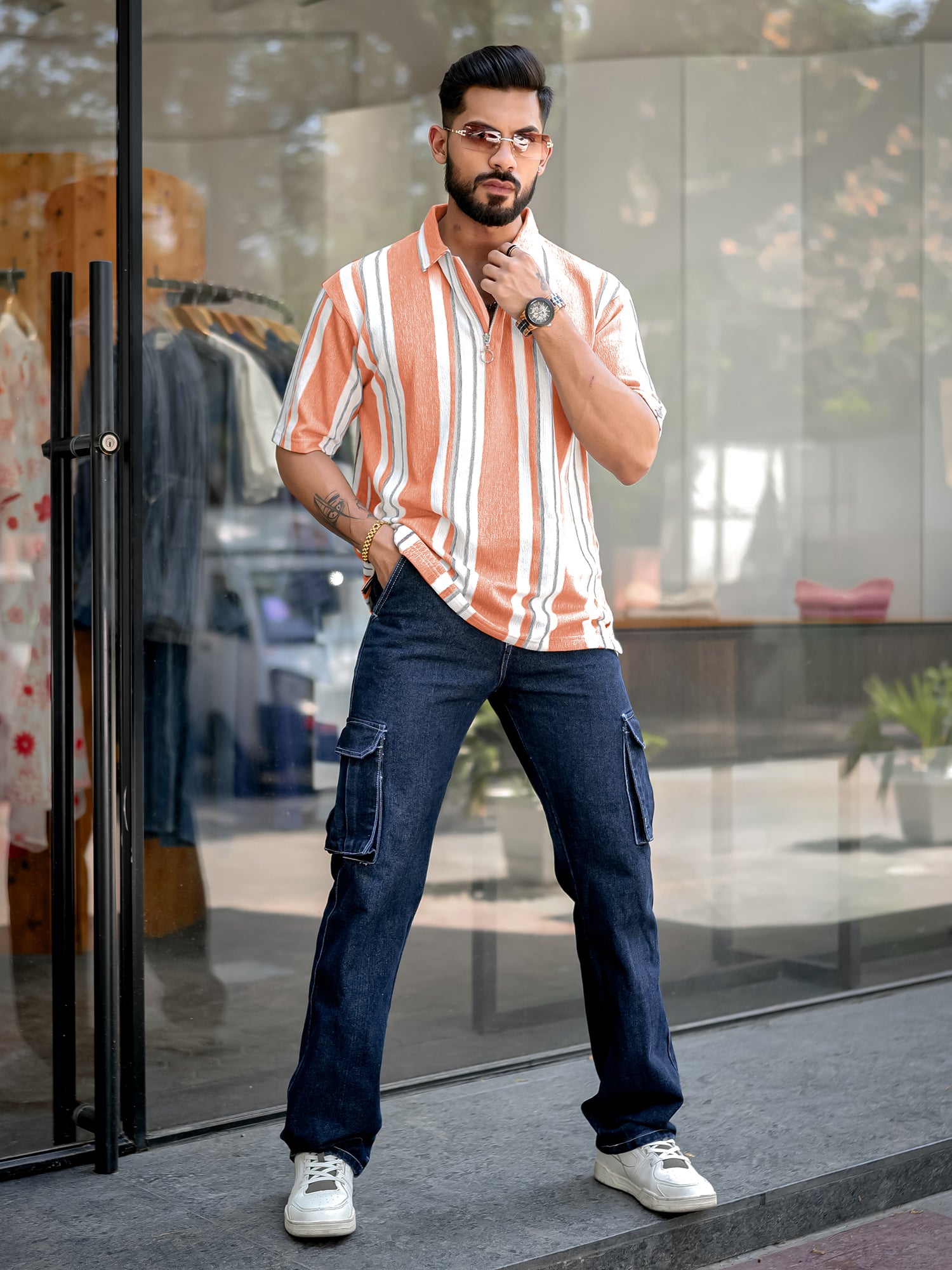 Stripe Brown Polo T-Shirt