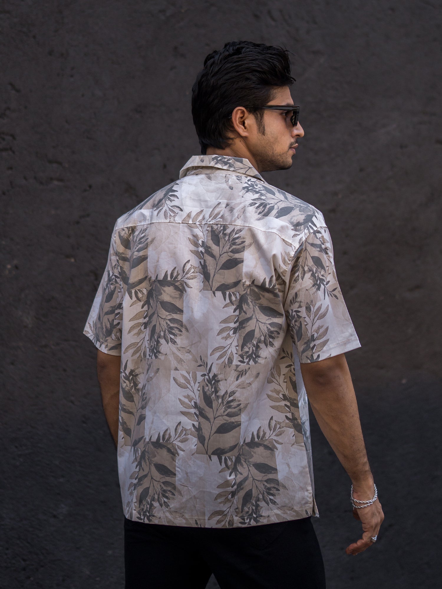 Leaf Printed Cream Shirt