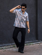 Paisley Light Grey Half Sleeve Shirt