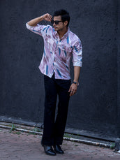 Twill Lycra Pink Full Sleeve Shirt