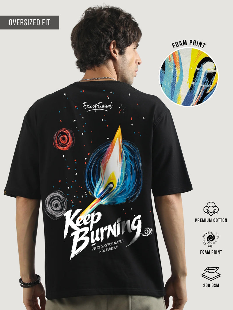 Keep Burning Black Half Sleeve T-Shirt