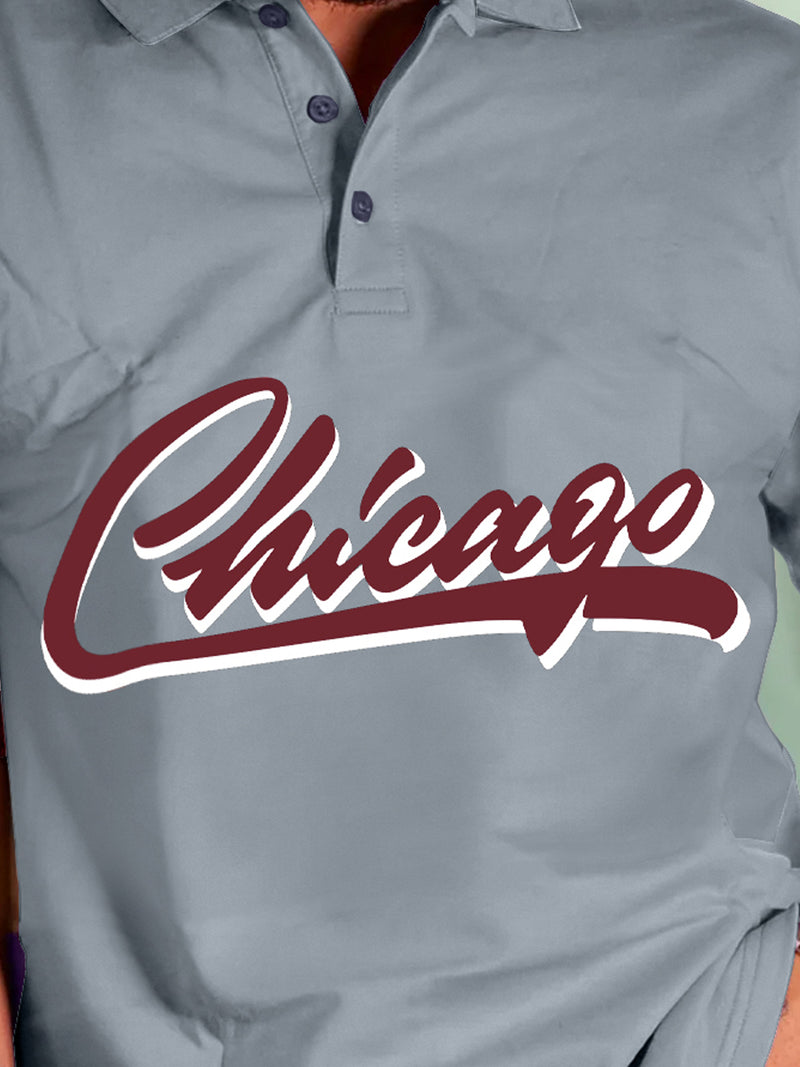 Chicago Light Grey Oversized Polo T-Shirt
