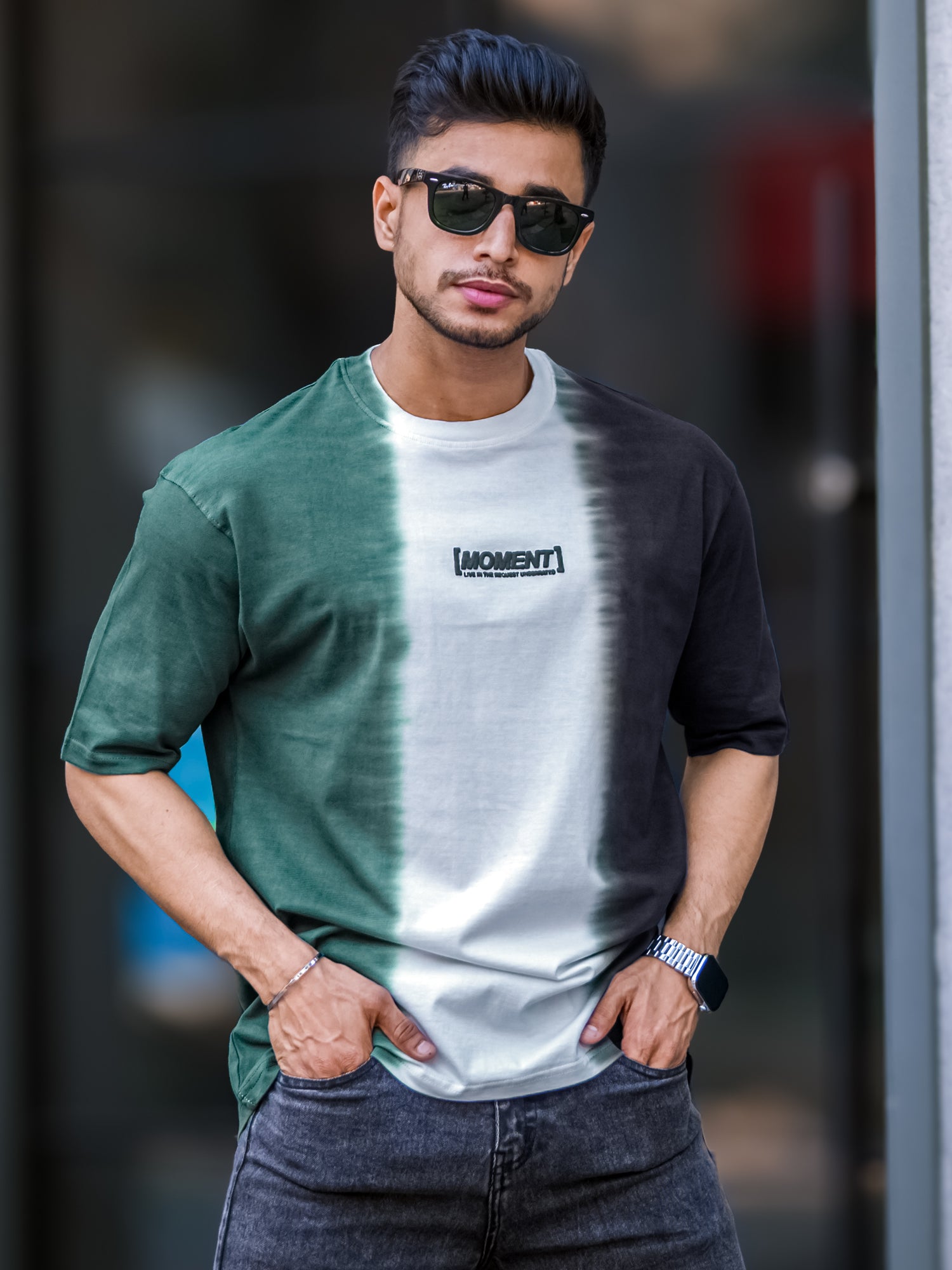 Tie & Dyed Green White Tshirt