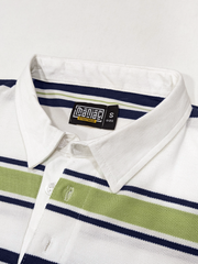 Auto Stripes Beige Navy Polo T-Shirt
