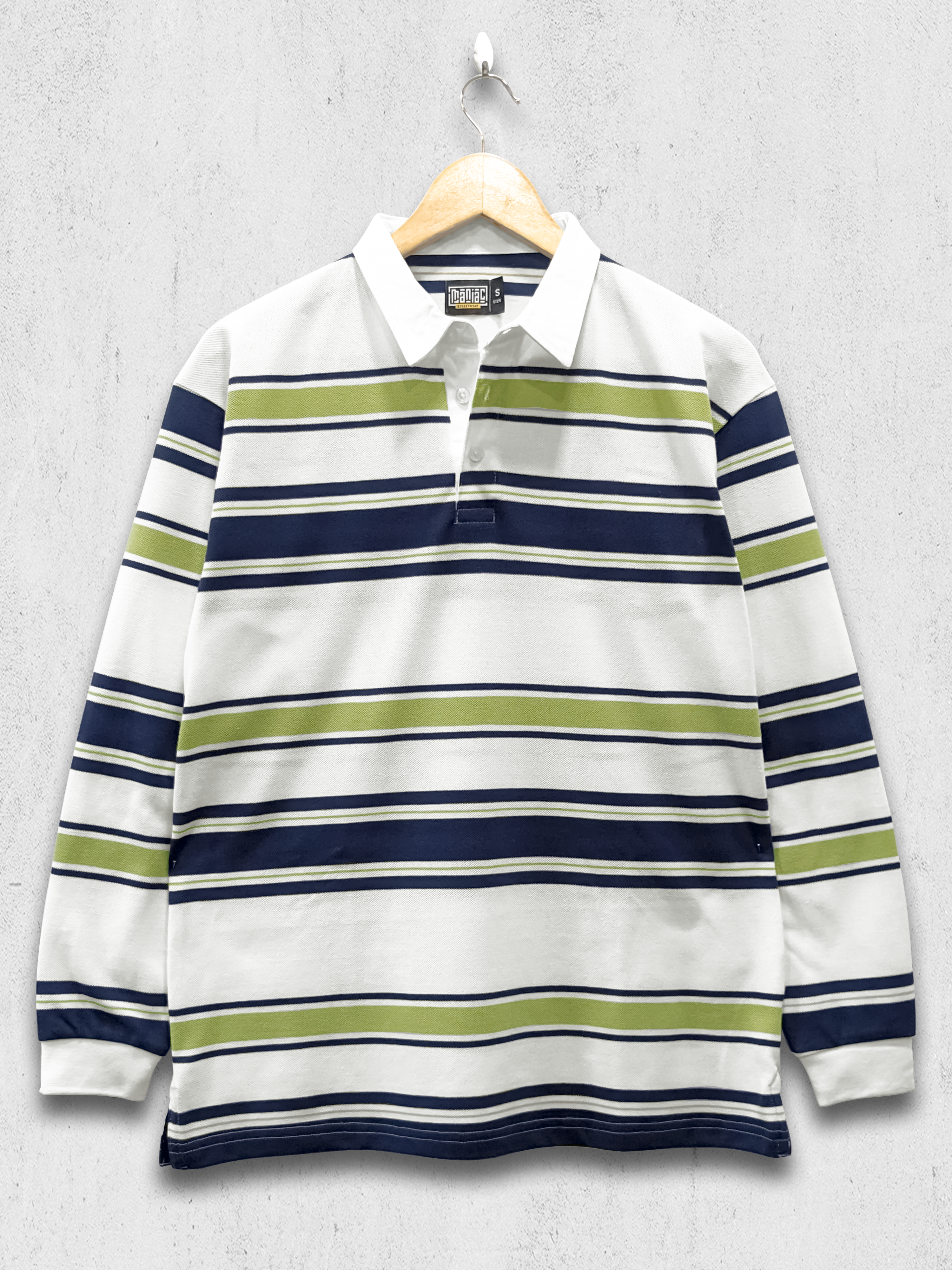 Auto Stripes Beige Navy Polo T-Shirt