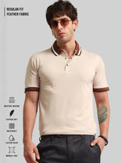 Biscuit Contrast Half Sleeve Polo T-Shirt