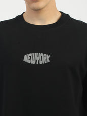Gothic Newyork Half Sleeve Black Boxy T-Shirt