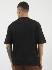 Washed Disorted Black Half Sleeve T-Shirt
