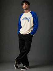 Blessed Cream and Royal Blue Waffle Full Sleeve T-Shirt
