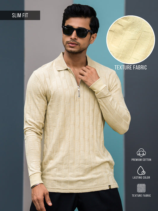 Stone Wave Biscuit Full Sleeve Polo T-Shirt
