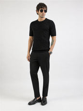Crown Knit Black Half Sleeve T-Shirt