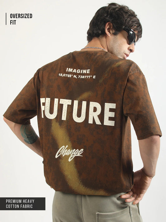 Future Change Brown Half Sleeev T-Shirt