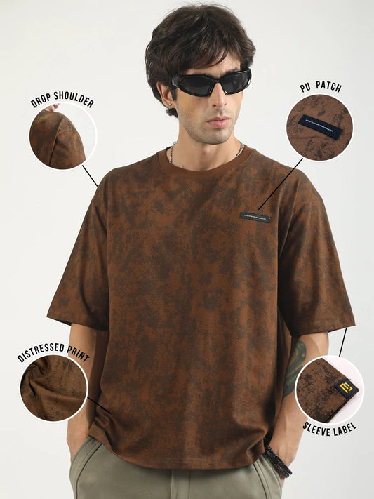 Future Change Brown Half Sleeev T-Shirt
