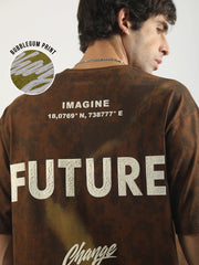 Future Change Brown Half Sleeev T-Shirt