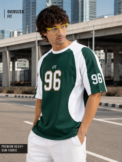 Dark Green, White 96 Half Sleeve T-Shirt