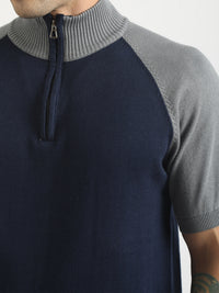 Classknit Navy FlatKnit Half Sleeve T-Shirt