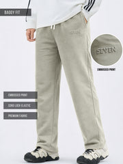 Grey Embossed Baggy Fit Trackpant