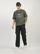 AcidWash Raider Olive Half Sleeve T-Shirt