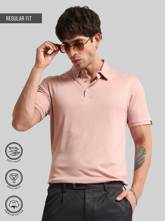 Basic Plain Light Orange Half Sleeve Polo T-Shirt