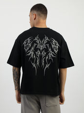 Gothic Newyork Half Sleeve Black Boxy T-Shirt