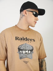 AcidWash Raider Mustard Half Sleeve T-Shirt