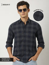 Navy Windowpane Checks Shirt